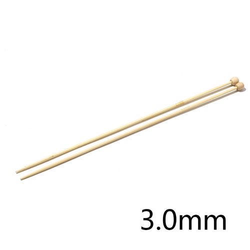 Aiguilles à tricoter n° 3 en bambou naturel 25cm - x2