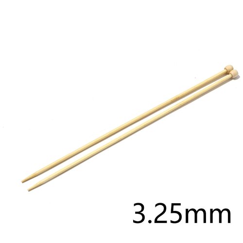 Aiguilles à tricoter n° 3,25 en bambou naturel 25cm - x2