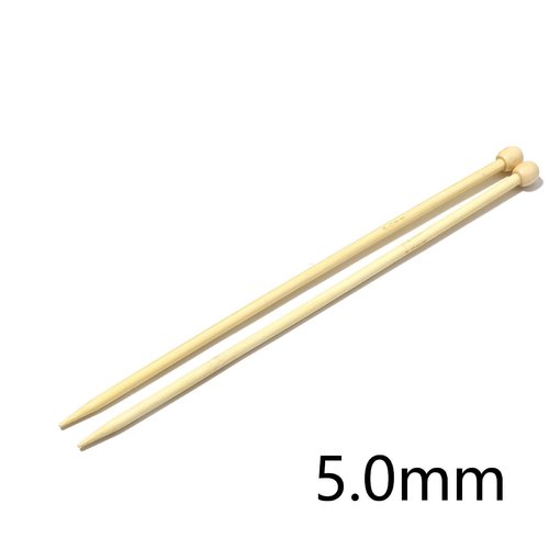 Aiguilles à tricoter n° 5 en bambou naturel 25cm - x2