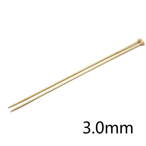 Aiguilles à tricoter n° 3 en bambou naturel 35cm - x2