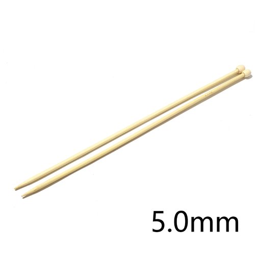 Aiguilles à tricoter n° 5 en bambou naturel 35cm - x2