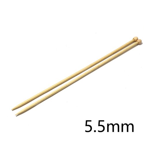 Aiguilles à tricoter n° 5,5 en bambou naturel 35cm - x2
