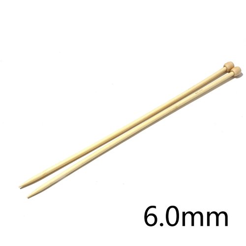 Aiguilles à tricoter n° 6 en bambou naturel 35cm - x2