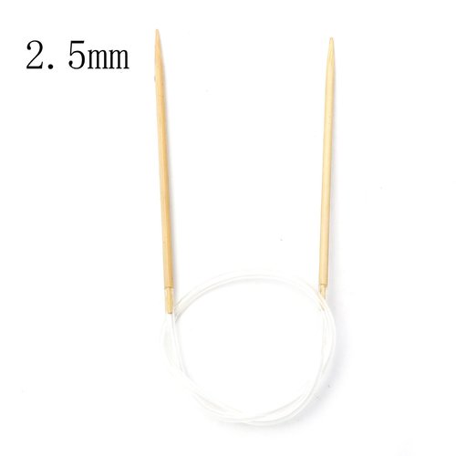 Aiguilles à tricoter circulaire n° 2,5 en bambou beige 40cm