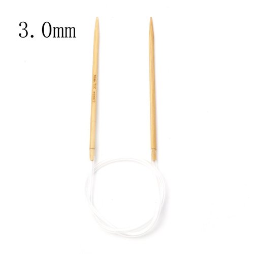 Aiguilles à tricoter circulaire n° 3 en bambou beige 40cm