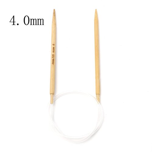 Aiguilles à tricoter circulaire n° 4 en bambou beige 40cm