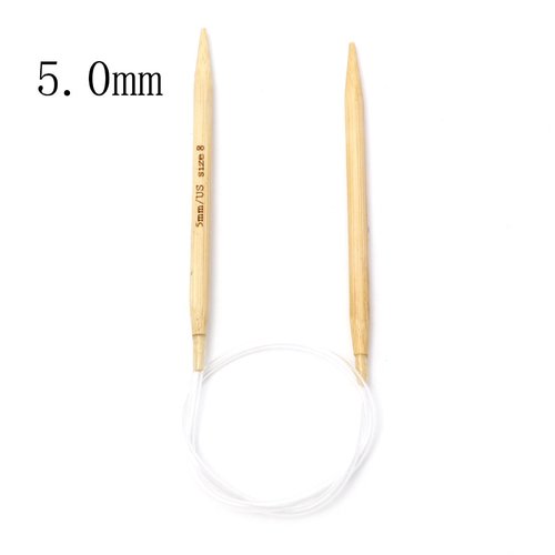 Aiguilles à tricoter circulaire n° 5 en bambou beige 40cm