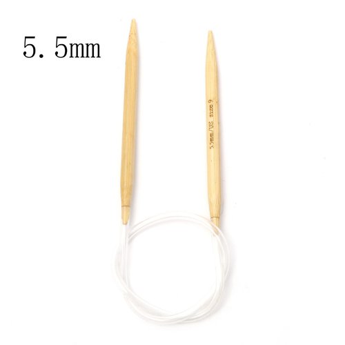 Aiguilles à tricoter circulaire n° 5,5 en bambou beige 40cm