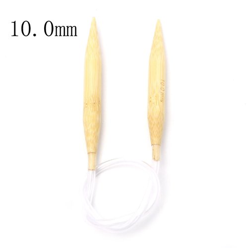 Aiguilles à tricoter circulaire n° 10 en bambou beige 40cm