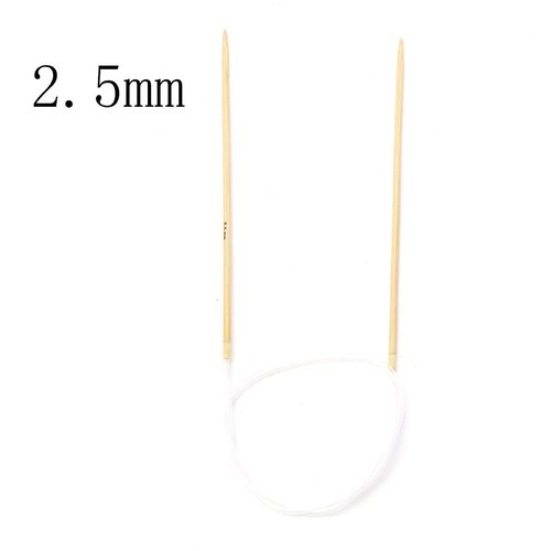 Aiguilles à tricoter circulaire n° 2,5 en bambou beige 60cm