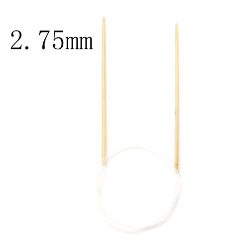 Aiguilles à tricoter circulaire n° 2,75 en bambou beige 60cm