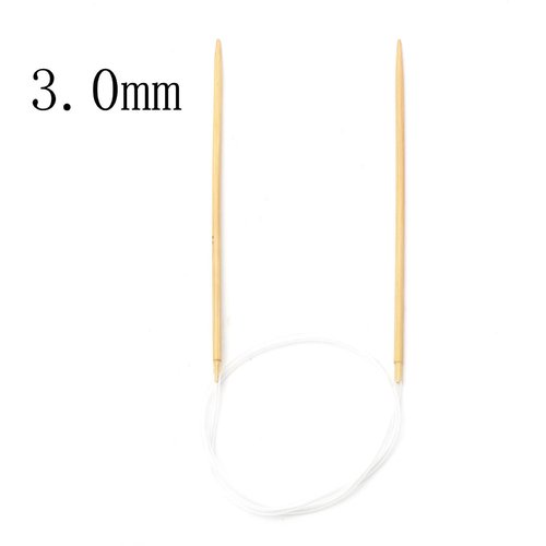 Aiguilles à tricoter circulaire n° 3 en bambou beige 60cm