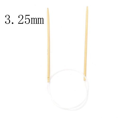 Aiguilles à tricoter circulaire n° 3,25 en bambou beige 60cm