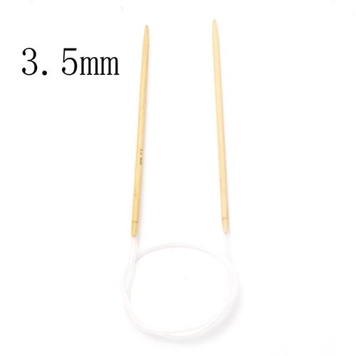 Aiguilles à tricoter circulaire n° 3,5 en bambou beige 60cm