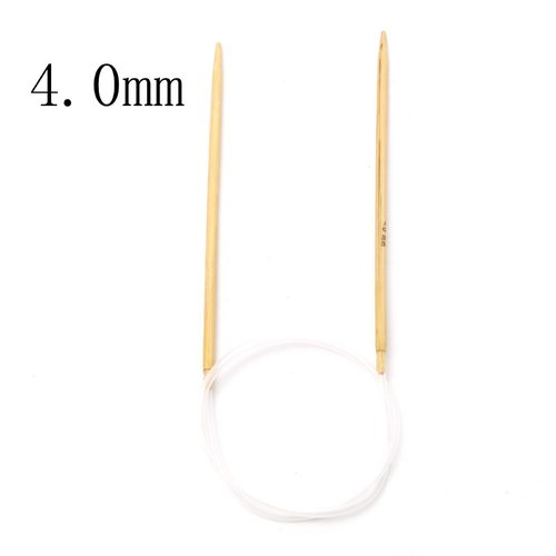 Aiguilles à tricoter circulaire n° 4 en bambou beige 60cm