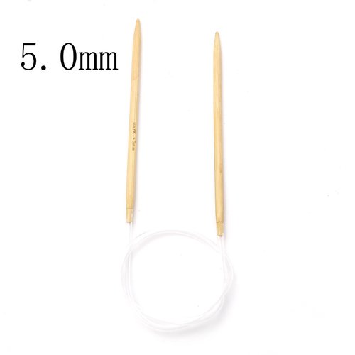 Aiguilles à tricoter circulaire n° 5 en bambou beige 60cm