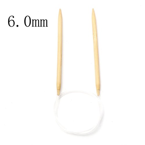 Aiguilles à tricoter circulaire n° 6 en bambou beige 60cm