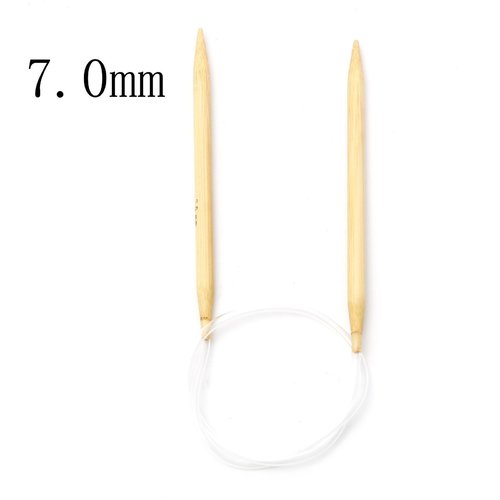 Aiguilles à tricoter circulaire n° 7 en bambou beige 60cm