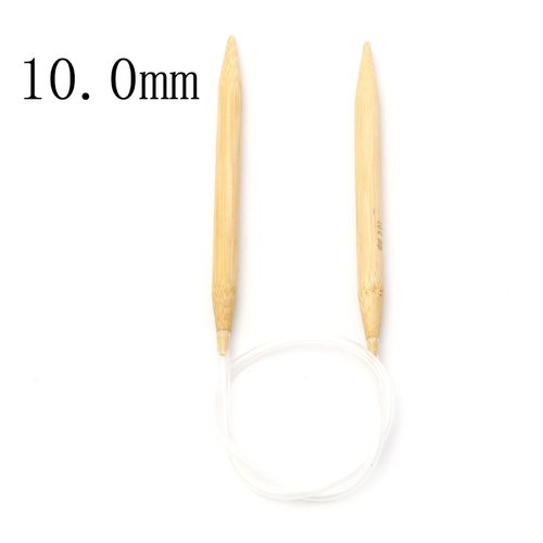 Aiguilles à tricoter circulaire n° 10 en bambou beige 60cm
