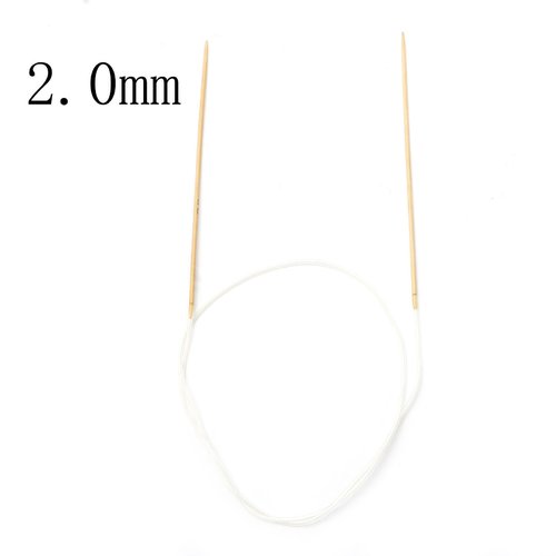 Aiguilles à tricoter circulaire n° 2 en bambou beige 80cm