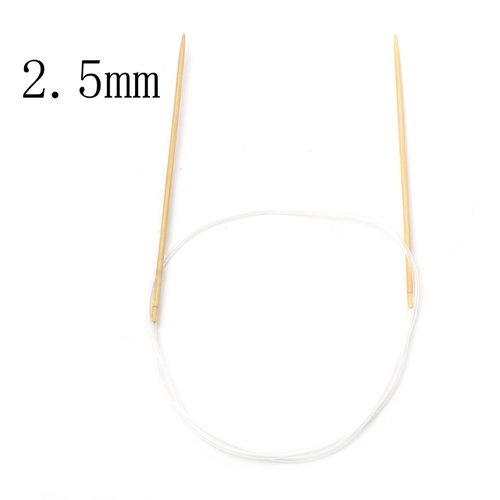 Aiguilles à tricoter circulaire n° 2,5 en bambou beige 80cm