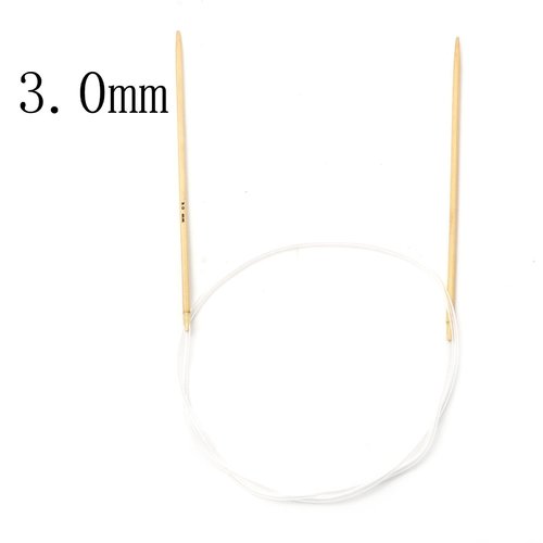 Aiguilles à tricoter circulaire n° 3 en bambou beige 80cm