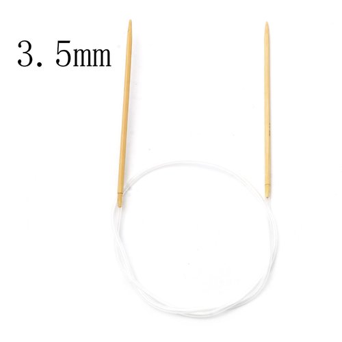 Aiguilles à tricoter circulaire n° 3,5 en bambou beige 80cm
