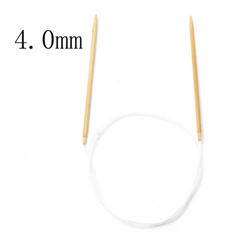 Aiguilles à tricoter circulaire n° 4 en bambou beige 80cm
