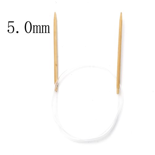 Aiguilles à tricoter circulaire n° 5 en bambou beige 80cm