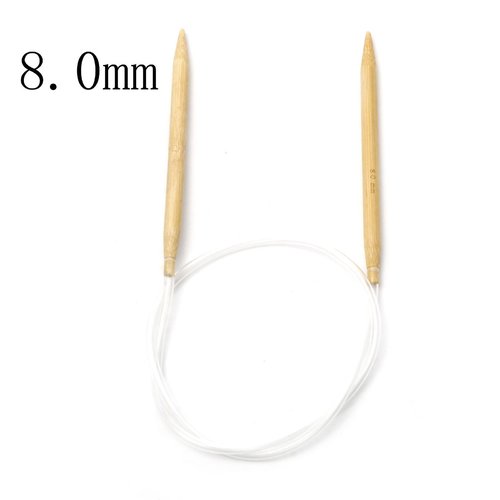 Aiguilles à tricoter circulaire n° 8 en bambou beige 80cm