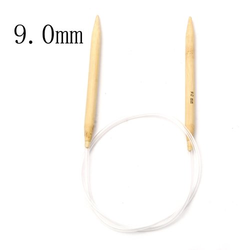 Aiguilles à tricoter circulaire n° 9 en bambou beige 80cm