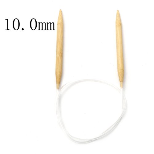Aiguilles à tricoter circulaire n° 10 en bambou beige 80cm