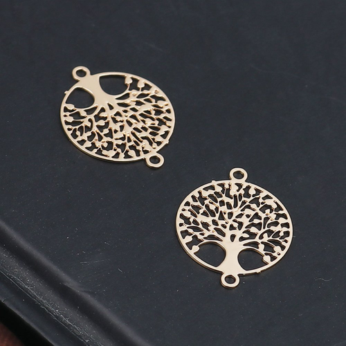 Connecteur estampe arbre rond doré 15 x 12mm
