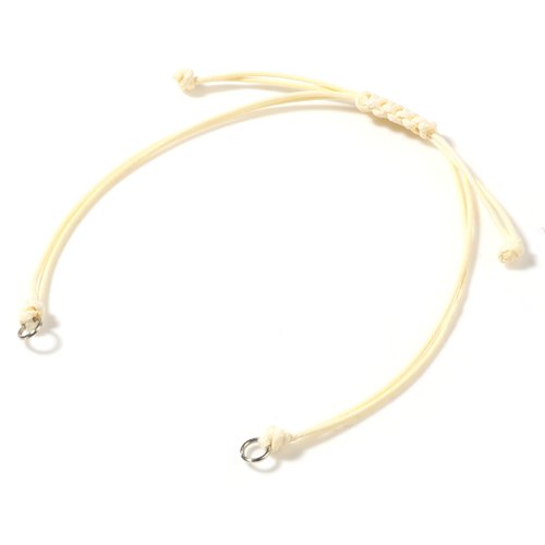 Bracelet tressé beige argent mat réglable 14.5cm