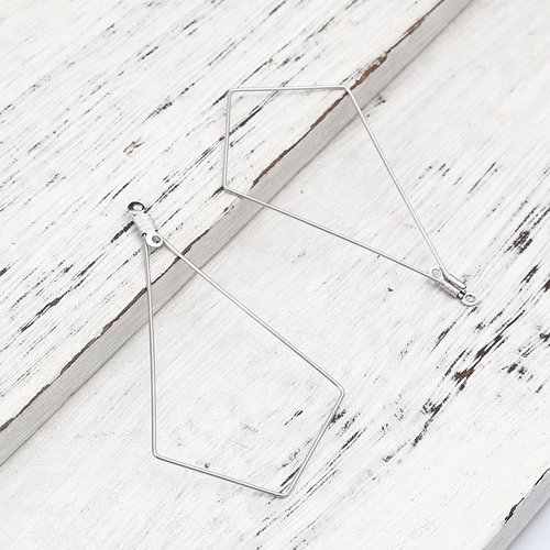 Pendentif géométrique acier inoxydable argent mat 57mm - x2