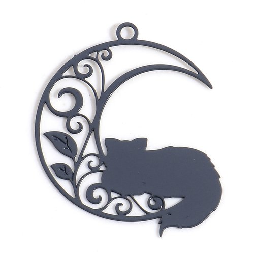 Estampe croissant de lune chat gris 26 x 22mm