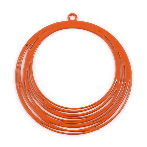 Pendentif estampe rond orange 32 x 30mm