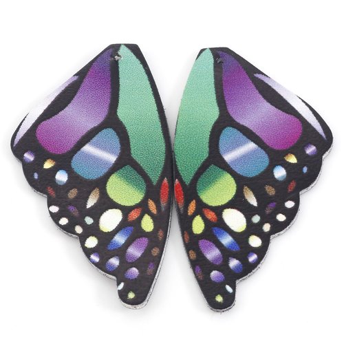 Pendentif papillon multicolore double face 55 mm