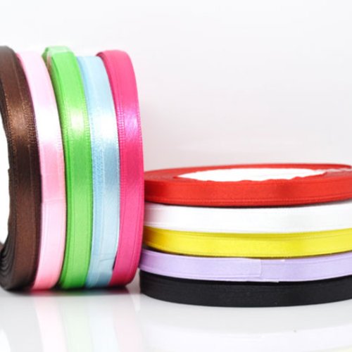 Ruban en polyester satin 10 couleurs 6.7mm au mètre
