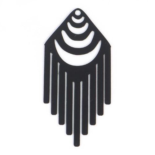 Pendentif estampe arc noir franges laqué 38 x 18mm