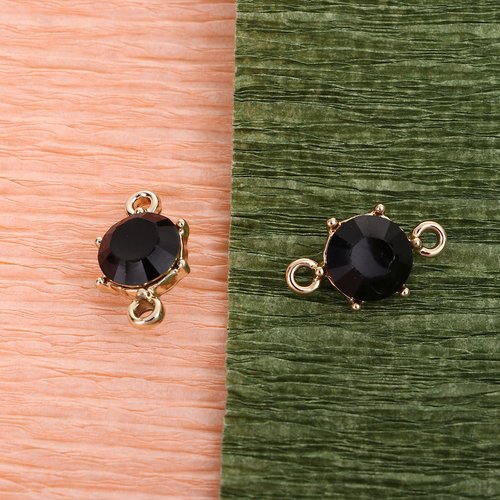 Connecteur irisation doré à facettes noir 15 x 9mm
