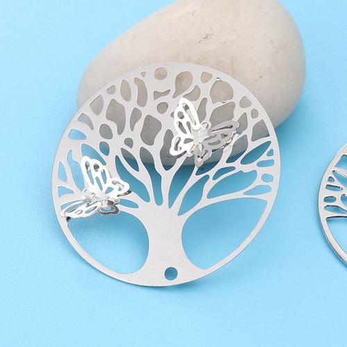 Connecteur estampe arbre argent mat 40mm