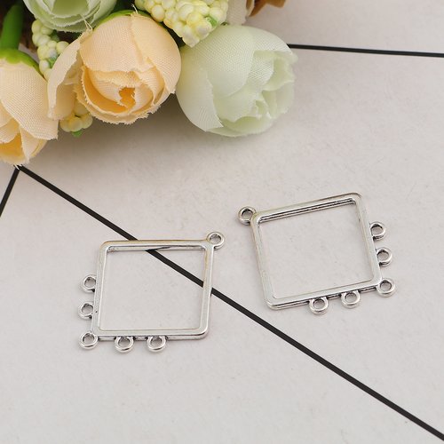 Connecteur lustre losange argent vieilli 32 x 27mm