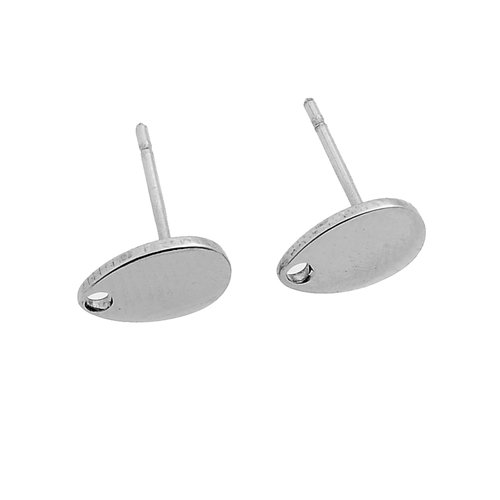 Boucles d'oreilles puces acier inoxydable goutte d'eau argent mat 8 x 5mm - x2
