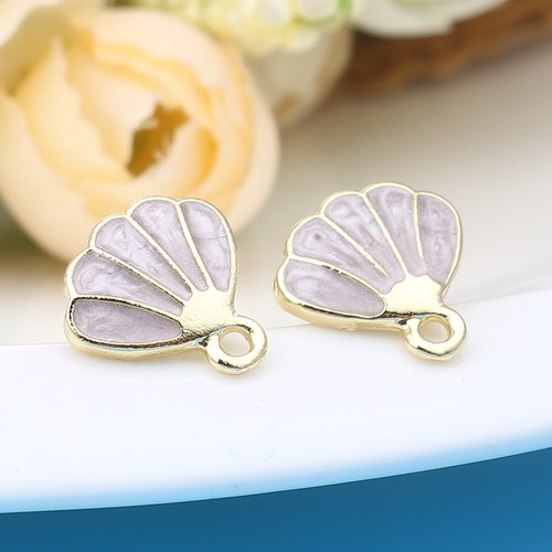 Boucles d'oreilles coquillage doré gris 12mm - x2
