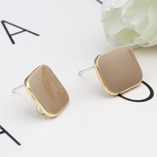 Boucles d'oreilles losange brun doré 14mm - x2
