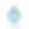 Breloque pierre verre argent mat bleu 9mm
