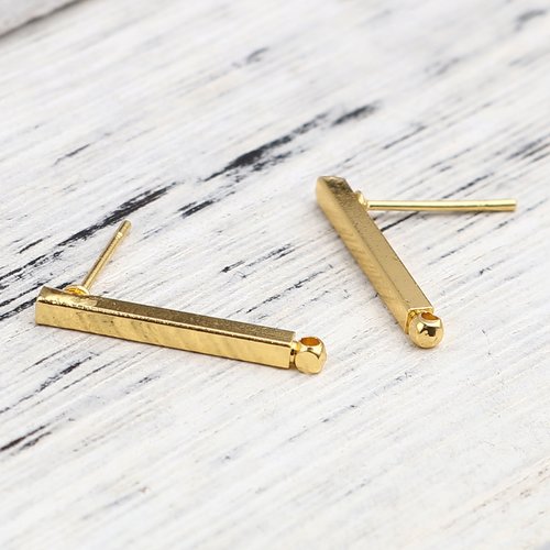 Boucles d'oreilles rectangle doré 20mm - x2