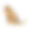 Breloque chat émail doré marron kaki 17 x 16mm | 11071