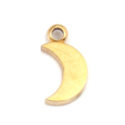 Breloque galaxie demi lune acier inoxydable doré 8 x 4mm